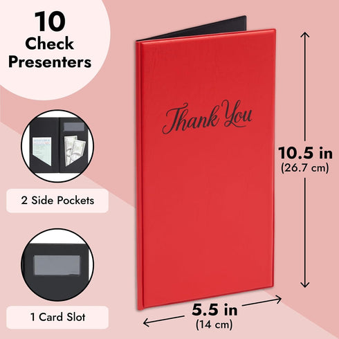 Set Pack 10, 5.5" 10.5", Juvale Server Books - PVC Restaurant Check Holder with Clip & Card Holder - Check Presenters