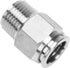 Push to Connect Fitting, 304 Stainless Steel Male Straight 1/2" Tube OD x 3/8" NPT Thread (Pack of 5)