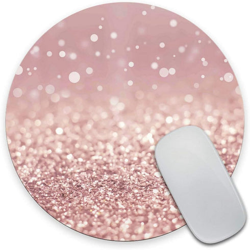 Rose Gold Rainbow Glitter Gaming Mouse Pad, Custom Design, Non-Slip Rubber Square for Computers, 7.9 x 7.9 Inch