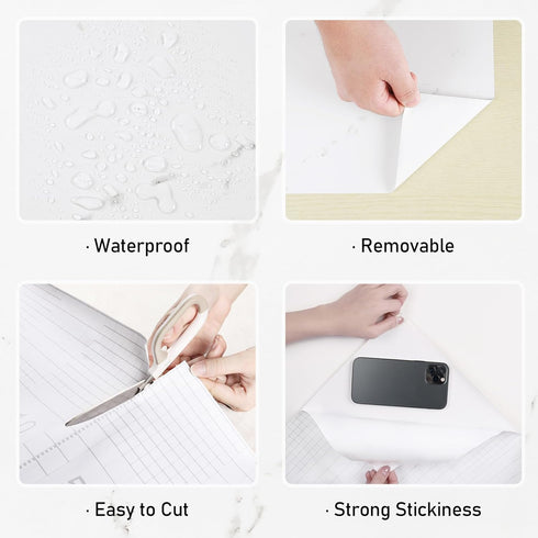 Matte Marble Contact Paper for Countertop Peel and Stick 15.8''x78.7'' Waterproof White for Cabinets, Backsplash