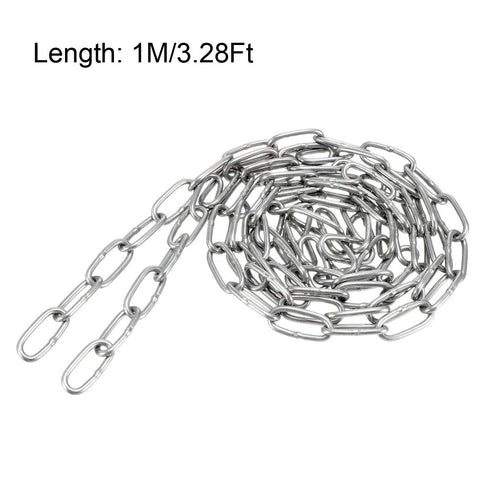 uxcell Stainless Steel 304 Hardened Proof Coil Chain, 1m Length, 1.5mm Thickness, Zinc Plated