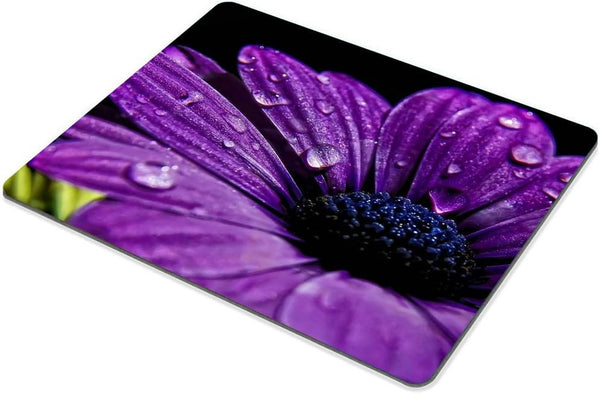 Smooffly Mouse Pad, Purple Daisy Rectangle Mouse Mat Design, Natural Eco Rubber Computer Desk Stationery Accessories