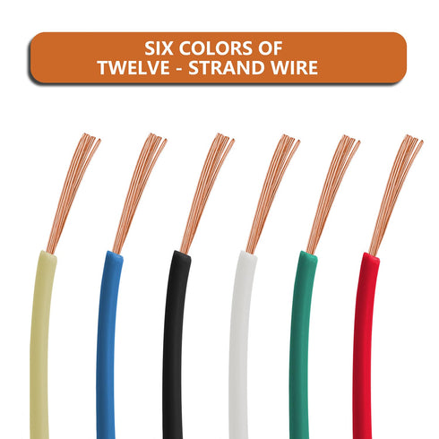 18 6 100ft (600ft Gauge Wire Combo, Colors, Rolls Total) - Durable Copper Clad Aluminium, Ideal for Heavy-Duty Auto