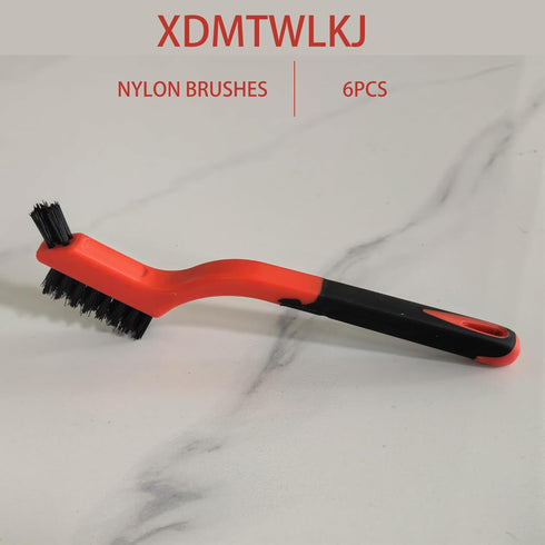 6-Pack Nylon Cleaning Brushes - Non-Scratch Nylon Bristles for Delicate Surfaces & Daily Cleaning | Ergonomic Grip