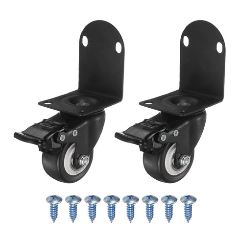 PATIKIL 2" Side Mount Casters with Brake 2 Pcs L-Shaped Plate Swivel