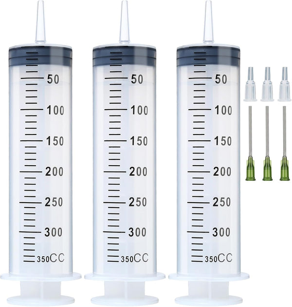 3 Pcs 350ml Syringes with Needle 14G 1.5”, Extra Large Plastic for Glue Dispensing, Scientific Labs