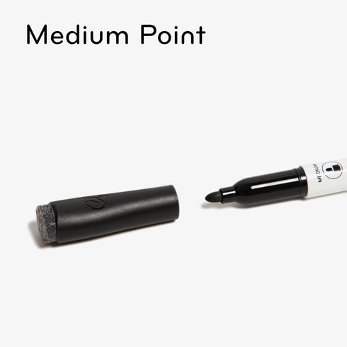 U Brands Fine Tip Dry Erase Markers, Low Odor Whiteboard Markers with Eraser, Black, Set of 12