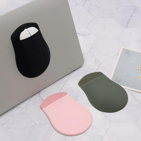 Pink Universal Stick-On Mouse Pouch, Reusable Adhesive Storage Cover for Laptop, Mouse Holder, Office Worker Mouse