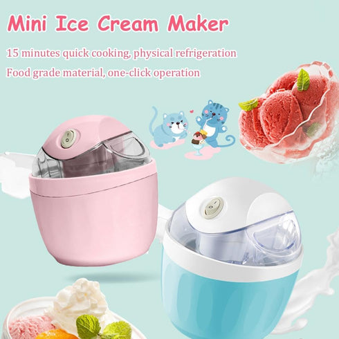 Generic 500ML Frozen Mini Ice Cream Maker, One Touch Dessert Machine for Gelato Sorbet Yogurt, Personal Mini Ice Cream