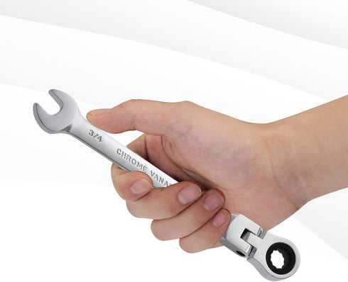 B4B BANG 4 BUCK 3/4 Wrench: Flex-Head Ratcheting Combination Wrench, Industrial Grade 72 Teeth
