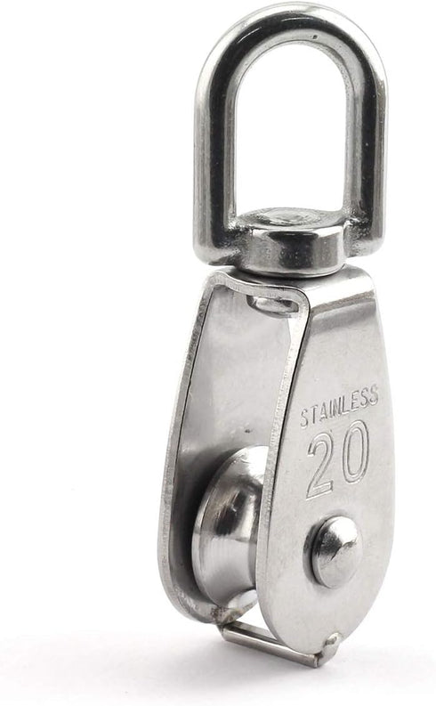 3-Pack M20 Single Pulley Block Heavy Duty Stainless Steel Hardware, Fixed Pulley for Wire Rope Loading 75kg