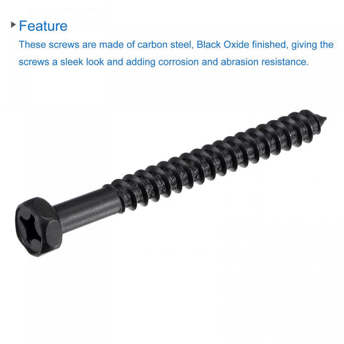 uxcell 10pcs Hex Lag Screws 1/4" x 2-1/2" Carbon Steel Phillips Head Self-Tapping Bolts