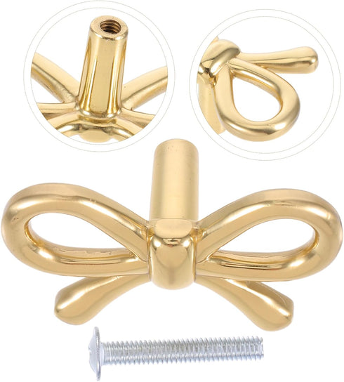 KALLORY Brass Bowknot Drawer Pulls Vintage Cabinet Handles for Dressers Shoe Cabinets and Bedside Tables Stylish