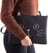 Sun Kea Cute Cat File Folders, A4 Size Zippered Canvas Portfolio Document Pocket, Students Stationery Organizer Handbag