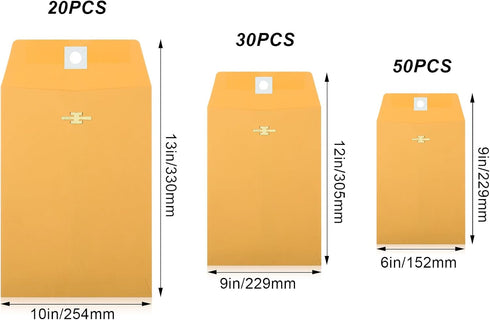 Zonon 100 Pieces Clasp Envelopes, Kraft Paper Catalog Clasp Envelope for Filing, Storing, Mailing Documents