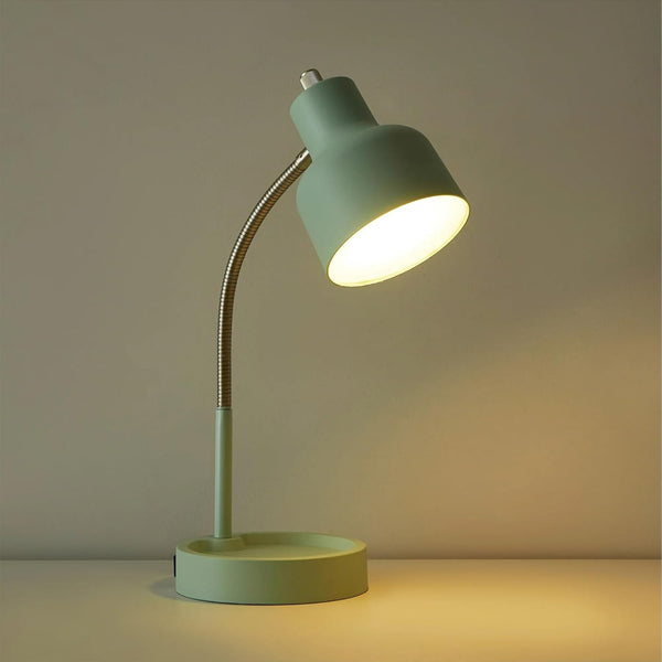 Generic 17" LED Catch-All Base & AC Outlet Adjustable Flexible Desk Lamp (Green)