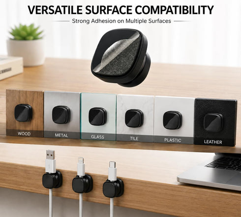 Generic 8-Pack 360 Magnetic Rotating Cable Clips for Desk No-Residue Strong Adhesive Cord Organizer, no More Falling
