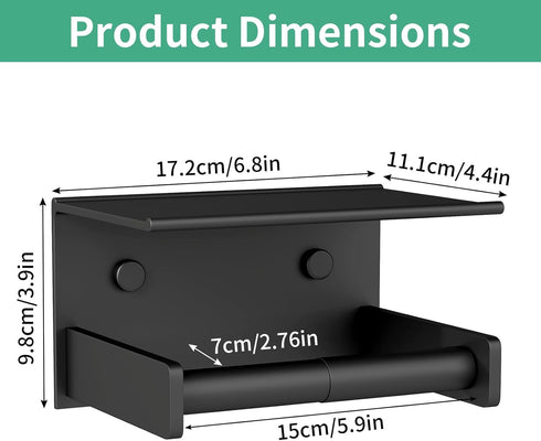 Toilet Paper Holder with Shelf, Adhesive or Screw Wall Mount Paper Towel Holder,Stainless Steel Tissue Holder