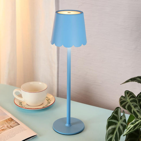 1 Pack 3 Dimmable Counter Pickmesh Scalloped Edge Cordless Table Lamp Color LED Rechargeable Battery Desk Light Modern