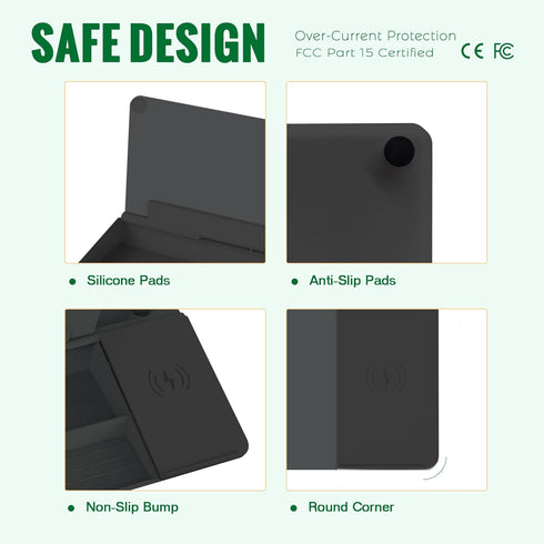 SELEAD Desktop Glass Whiteboard with Wireless Charger Station, Dry Erase Board Computer Pad with Organizer for Home