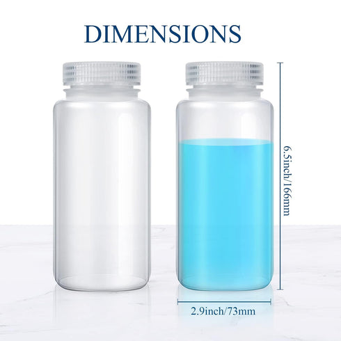 Hoolerry 20 Pcs Clear 16oz/500ml Plastic Sample Bottles with Lids for Lab Classroom Storage
