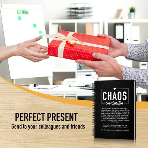 Chaos Coordinator Hardcover Spiral Notebook, 160 Blank Pages, Thank You Gift for Leader Coworker Teacher Boss Admin