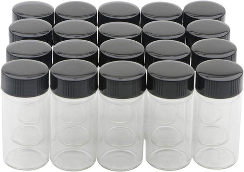 20-Pack 20ml Glass Vials with Screw Caps, Small Vials for Essential Oil and Specimen Samples