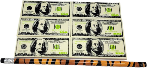 Realistic Looking $100 Bill Erasers (36 Pack), Almost 3" x 1.25" Rubber for School Student Incentive
