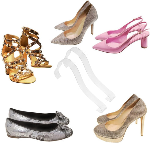 6pcs FOMIYES Acrylic Elastic Sandals Support Rack Shoe Display Stand Holder for Womens High Heels, Adjustable Shoe