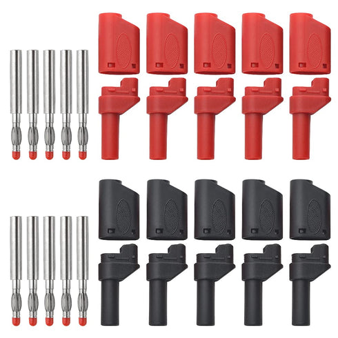 WMYCONGCONG 10 PCS Safety Fully Insulated 4mm Banana Plugs, DIY Wire Solder Male Stackable Connectors