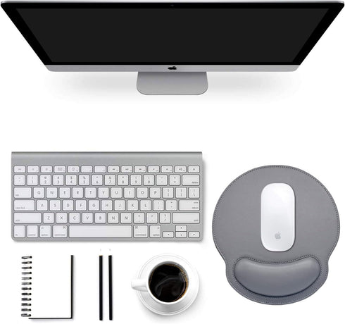Mouse Pad Leather Wrist Rest Support, Ergonomic Memory Foam Mouse Wrist Rest Pad for Computer Pain Relief, Grey