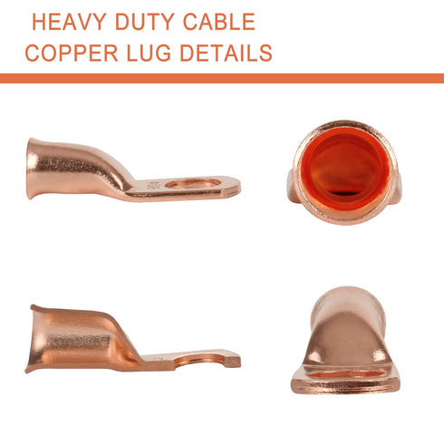 10pcs 4 AWG-3/8” (M10) Ring Terminals, Heavy Duty Copper Wire Lugs Battery Cable Terminal Connectors