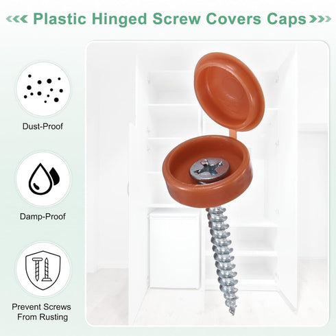 M METERXITY 200-Pack 6mm M3 M4 M5 Plastic Hinged Screw Cover Caps, Shutter Screws with Caps, Fold Snap Washer Covers