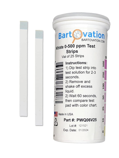 Nitrate 0-500 ppm Test Strip, Vial of 25 Strips