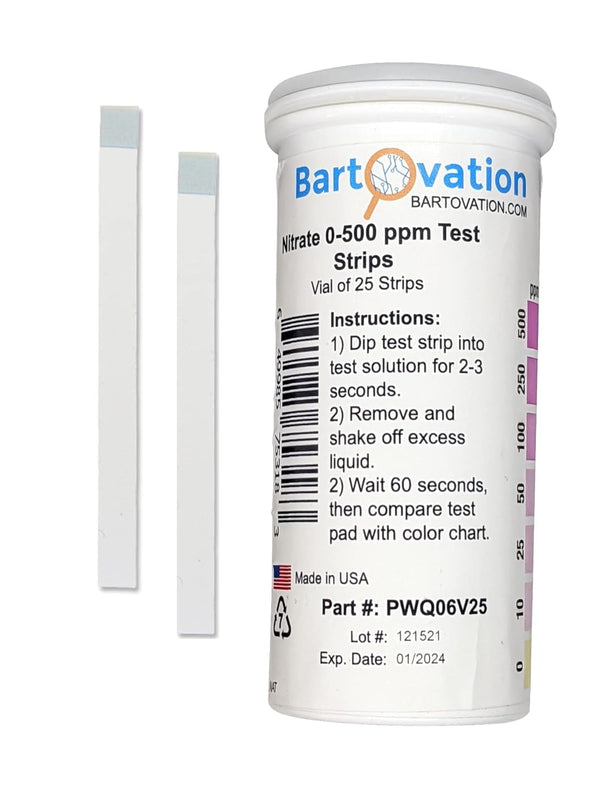 Nitrate 0-500 ppm Test Strip, Vial of 25 Strips