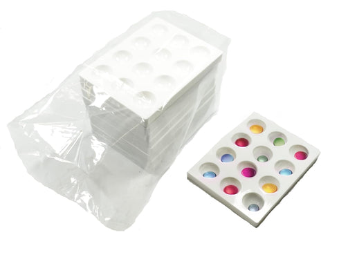 EISCO 10PK Spot Plates, 12 Wells, Premium Hard Plastic, Polyethylene
