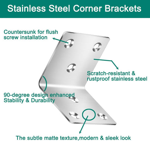 Vezuifoo 18Pcs 2"x2"x2",Heavy 90 L Bracket for Wood,Stainless Steel Corner Brace Duty Degree Right Angle Brackets L