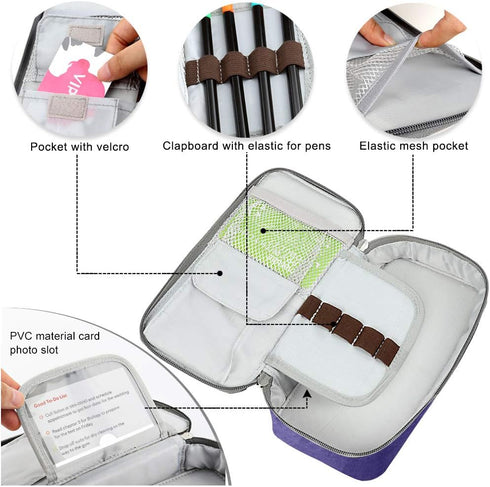 Homecube Big Capacity Pencil Case, Oxford Cloth Bag Storage Pouch for Marker Pen, Cute Stationery Organizer with Zipper