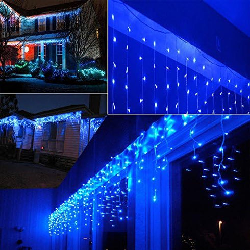 3.5M/11ft 96 LED Blue Linkable Fairy Curtain String Light, 8 Modes for Indoor/Outdoor Decor
