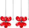 2 Pack Silver Ceiling Fan Pull Chains Extension, Red Crystal Prisms Flower