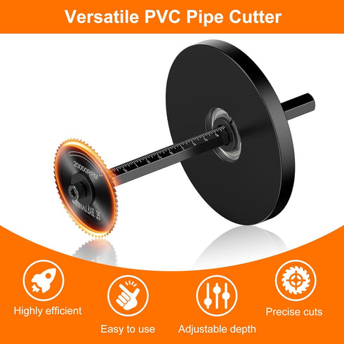 Inside Pipe Cutter for PVC Pipe, Adjustable Depth Gauge Cutter Tool Set with 6 Black Blades, 4" Hex Shank
