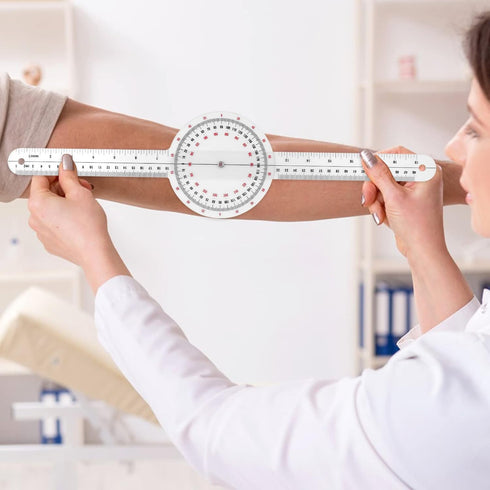 Prasacco 12 Inch Goniometer, Transparent Orthopedic Angle Ruler, 360 Degree Goniometer Protractor for Body Measuring