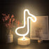 ENUOLI Music Notes Neon Lights with Base Warm White Decor Neon Sign Led Music Notes Night Light Wall Table Decor