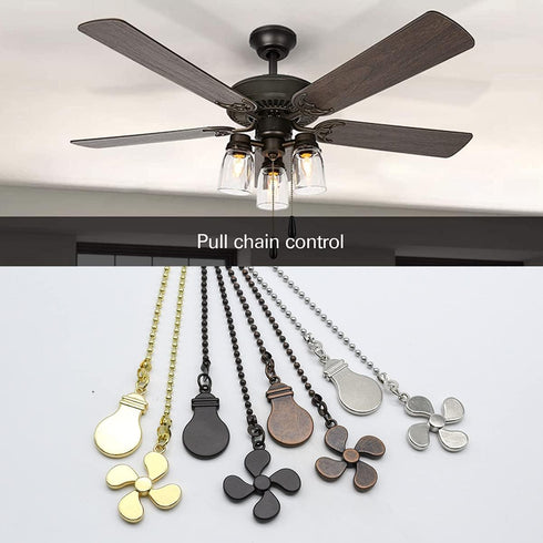 Ceiling Fan Pull Chain Set, 4 Pieces Bulb and Fan Pattern, 12 Inch Ceiling Fan Chain Extender with Ball Connector