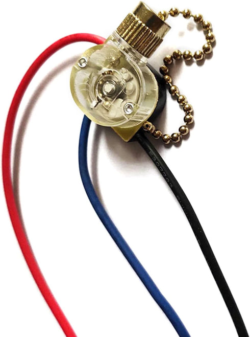 Hisocute 3-Wire 3 Beads Chain Ceiling Fan Switch Desk Antique Lamps Control Switch with Metal Pull Chain Replacement