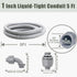 Feotech 1 Inch 5 1 1 FT Non Metallic Liquid-Tight Conduit and Connector Kit - Includes Straight and Angle Fittings