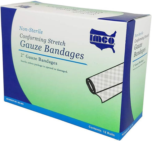 CPR Savers IMCO Multi-Packed 2 Inch x 4.1 Yards Non-Sterile Stretch Cotton Gauze Bandage Rolls for Injury
