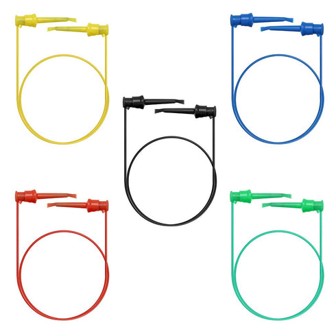 Sumnacon 5 Pcs Multimeter Electrical Test Dual Lead Test Hook Clips, 5 Colors Silicone Flexible Test Cables