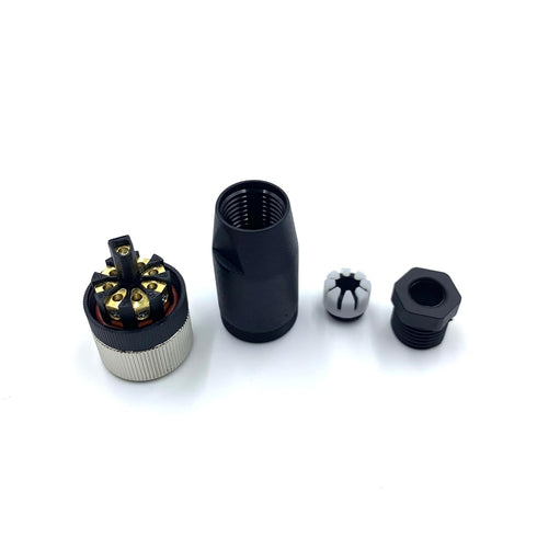 2Pcs M12 8 Pin Female Circular Connector, A Code IP67 Waterproof Field Assembly Wireable Sensor Straight Type Adapter