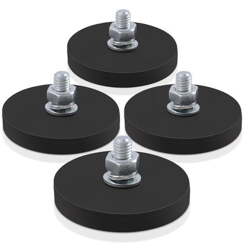 4Pcs Rubber Coated Magnets, 30LBS Bolt on Magnets with M6 Threaded Studs